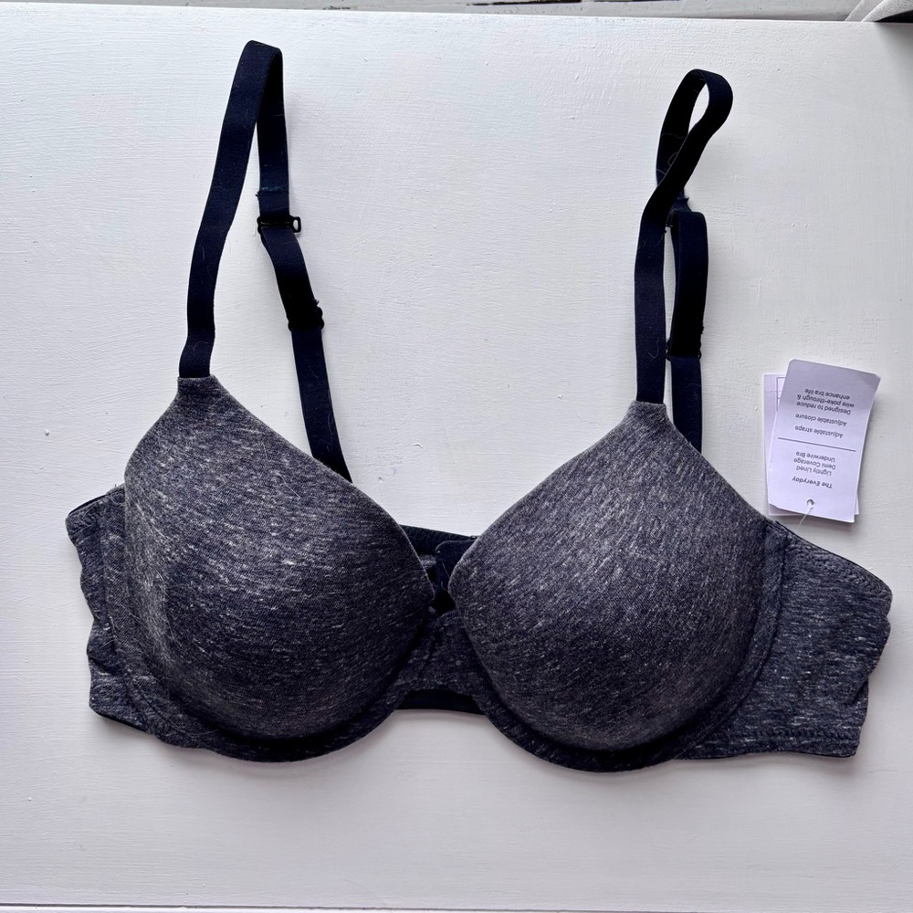 NWT Auden 38B Gray Bra Tshirt Every Day Wire free Wireless Comfy Cotton Lined - Picture 4 of 7
